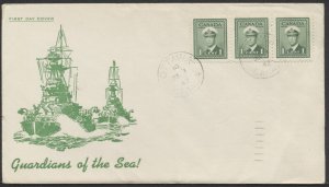 1942 #249 1c George VI War Issue FDC Rosenbaum Patriotic Cachet Ottawa