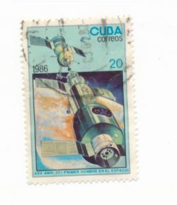 Cuba 1986 Scott 2854 used - 20c, Man in Space, Salyut Soyuz