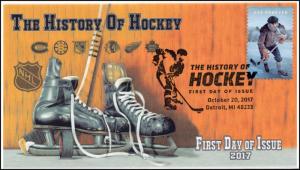 17-341, 2017, History of Hockey, Pictorial Postmark, FDC, Detroit MI