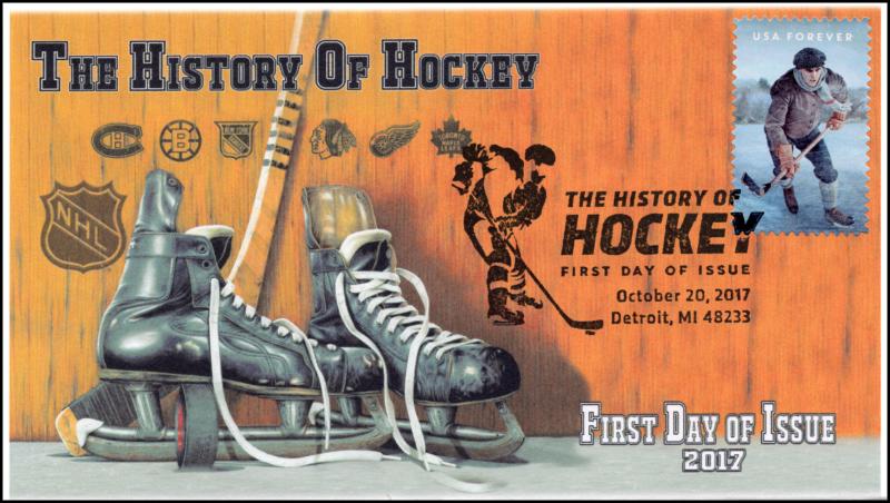 17-341, 2017, History of Hockey, Pictorial Postmark, FDC, Detroit MI