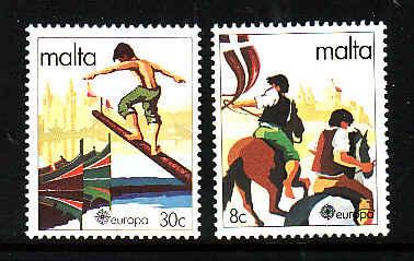 Malta-Sc#584-5-Unused NH Europa set-1981-Horses-