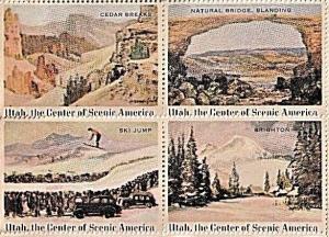 Great Utah, Center of Scenic America complete sheet of 25 Poster Stamps. 1930's