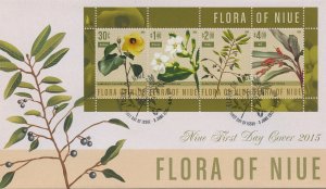 Flowers Stamps Niue 2015 FDC Flora of Niue Hibiscus Cordyline Nature 4v M/S