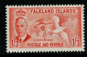 FALKLAND ISLANDS SG181 1952 1/3 ORANGE MTD MINT