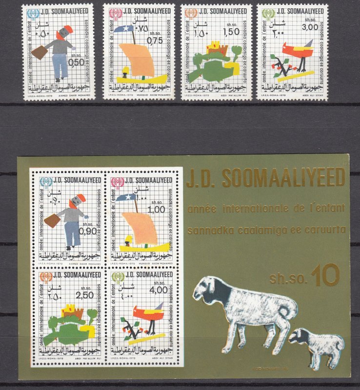 Z2952 1979 somalia set + s/s mnh #471-474a, year of child