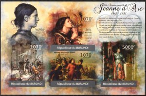 Burundi 2012 Art Paintings Jeanne D'Arc Sheet Imperf. MNH