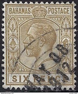 BAHAMAS 1912 KGV 6d Bistre-Brown SG86 FU