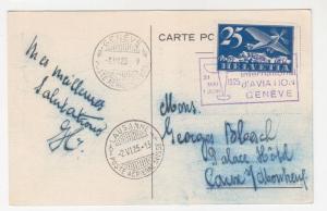 SWITZERLAND, 1925 Cointrin Aerodrome, Geneva to Lausanne Flight Card, used.