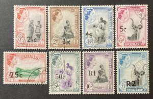 Swaziland 1961  #71-4,76b,77a-9a, Mine & Woman, Used, CV $629