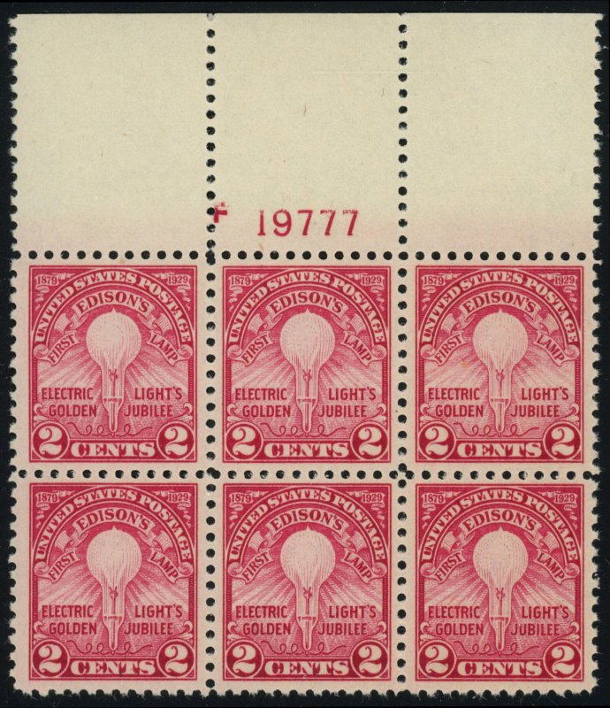 USA Scott #654, VF-XF Plate Block of 6, Mint, Never Hinged, SCV $40 (55633)
