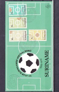 Suriname, Scott cat. 378-381. Soccer Association issue. First day Cover. ^