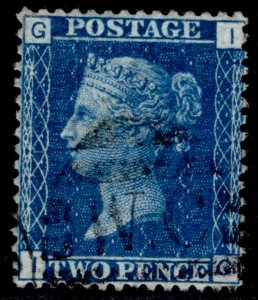 GB QV SG47, 2d dp blue plate 15, FINE USED. Cat £38. IG