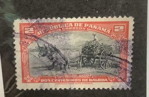 Panama 1948 Scott  357 used - 1/2c, Ox cart laden with sugar cane