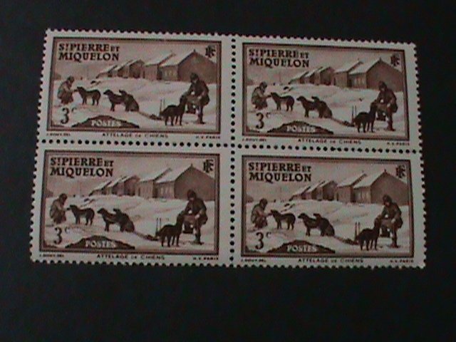 ST. PIERRE & MIQUELON -1938-SC#173- DOG TEAM -MNH   BLOCK -VF- 86 YEARS OLD