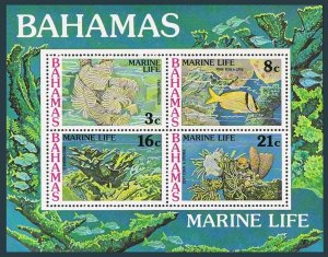 Bahamas 409a sheet,MNH.Michel Bl.20. Feather-duster,Porkfish,Soft Coral,Sponge.