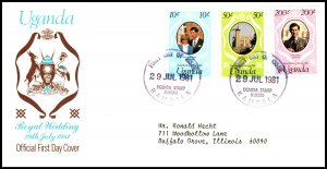 Uganda 314-316 Royal Wedding Typed FDC