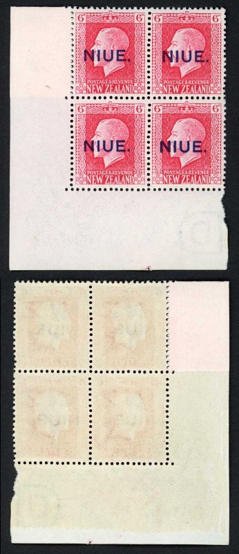 Niue SG14 6d Rose-red Block of 4 with Opt U/M Cat 64