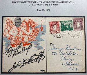 1950 Ireland Picture Postcard Cover To Chicago IL USA Europe Trip Of A Travel Mi