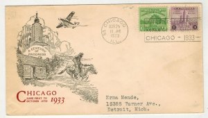 1933 CHICAGO WORLD'S FAIR & FORT DEARBORN 728/729-5D VARIETY & RED TEXT