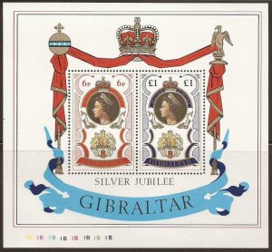 1977 Gibraltar 346-47/B3 25 years of the coronation of Elizabeth II