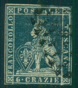 ITALIAN STATES TUSCANY #7, 6cr slate blue, used, VF, Scott $225.00