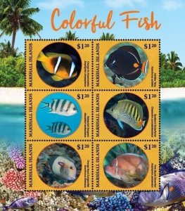 Marshall Islands 2019 - Colorful Fish - Sheet of 6 stamps - Scott #1227 - MNH