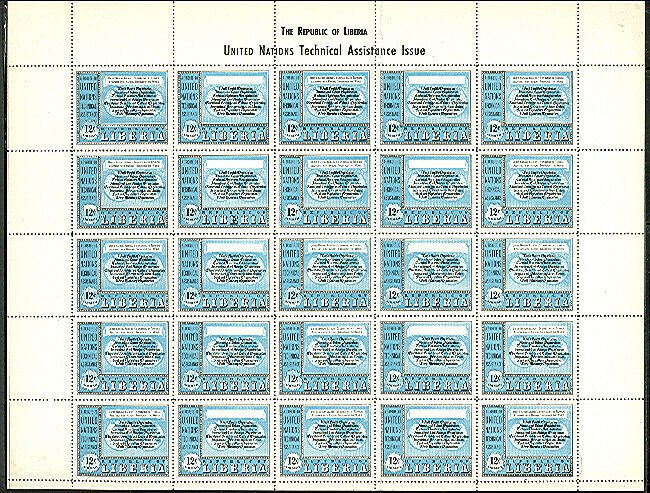 LIBERIA #C78 UN Tech Asst 12¢ issue Perf Sheet of 25 NH