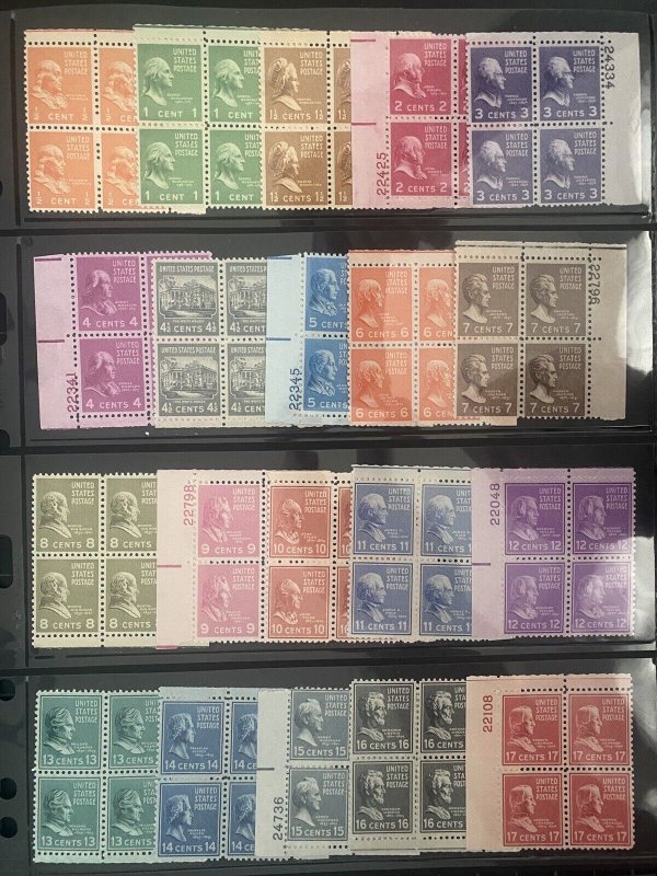 US Stamps-SC# 803 - 831 - MNH - Plate Blocks - CV $160.65