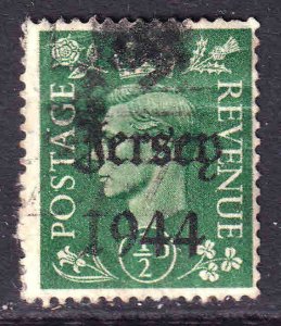 GREAT BRITAIN 1/2p LOCAL CHANNEL ISLANDS JERSEY 1944 OVERPRINT USED F/VF