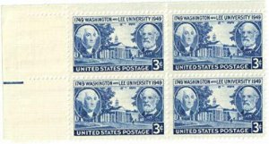 1949 Washington & Lee University Block of 4 3c Postage Stamps, Sc#982, MNH, OG