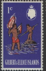 Gilbert & Ellice 135 (mnh) 1c islanders torch fishing, vio blue & multi (1968)