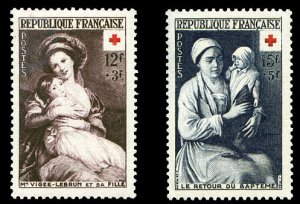 France, 1950-Present #B282-283 (YT 966-967) Cat€23.50, 1953 Red Cross, set ...