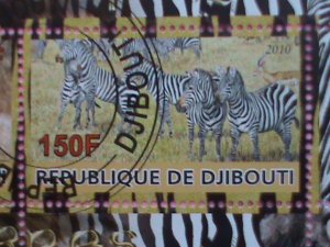 DJIBOUTI STAMP-2010- WILDLIFE- ZEBRAS CTO-MNH STAMP SHEET -RARE VERY RARE