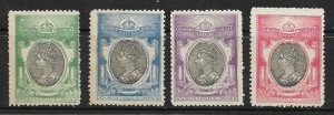 1897 Qv Diamant Jubiläum Labels 'S Lincoln' Set Mit 4 Alle Nicht Gefaßt Mint