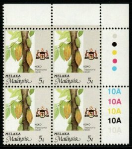 MALAYA MALACCA SG98 1986 5c AGRICULTURAL PRODUCTS BLOCK OF 4 MNH