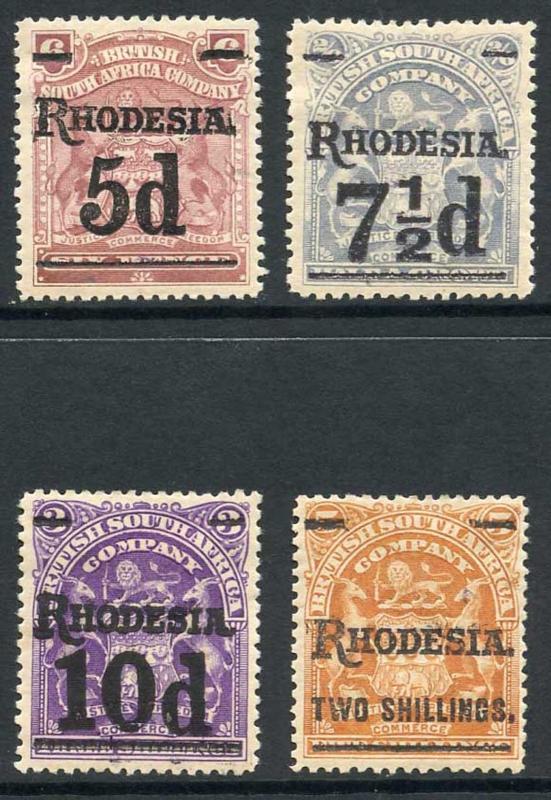 Rhodesia SG114/8 1909 Overprinted set of four M/Mint (hinge reminders) Fresh Set