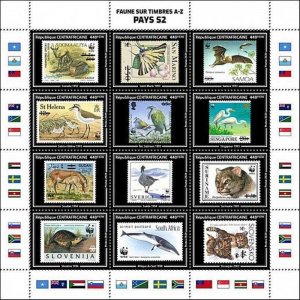 Central Africa - 2020 WWF Fauna - 12 Stamp Sheet - CA200416a02