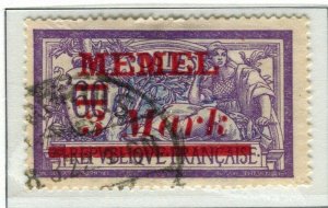 GERMANY; MEMEL 1921 Merson issue fine used surcharged 3M. value