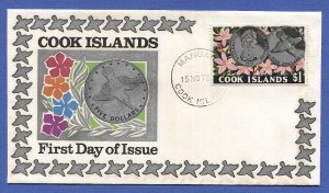 COOK ISLANDS 1976 $1 National Wildlife FDC, QEII, Birds