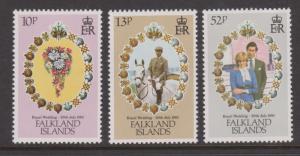 Falkland Islands 1981 Royal Wedding Sc#324-326 MNH