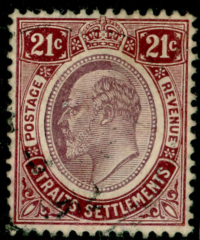 MALAYSIA - Staits Settlements SG160, 21c dull purple&claret, FU.Cat £21.MULT CA.