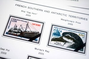 COLOR PRINTED TAAF: FRENCH ANTARCTICA 1955-2010 STAMP ALBUM PAGES (104 il.pages)