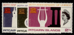 PITCAIRN ISLANDS QEII SG61-63, 1966 UNESCO set, LH MINT.