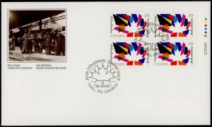 Canada 1270 TR Plate Block on FDC - Multiculturalism