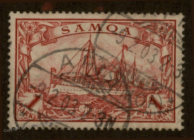 Germany Colonies Samoa Mi16 APIA Cancel 1 Mark 1M Hohenzollern Yacht Stamp 95201