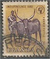 UGANDA, 1962, used 20c, Ankole cattle Scott 84