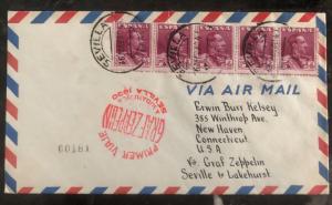 1930 Seville Spain Graf Zeppelin First Flight Cover to Lakehurst NJ USA LZ127