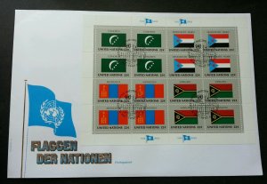 United Nation Comoros Yemen Mongolia Vanuatu Flag 1987 (sheetlet FDC)