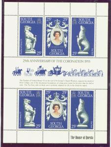 South Georgia  51 MNH 1978 Coronation Anniversary Sheet