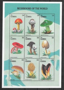 Gambia #1880  Mushrooms  sheet of 9  1997  MNH